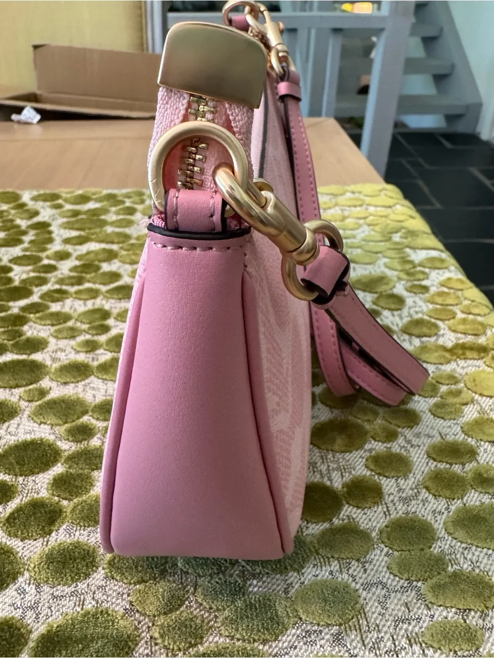 NEW Coach Pink Signature Canvas Shoulder Crossbody Bag with Gold Hardware